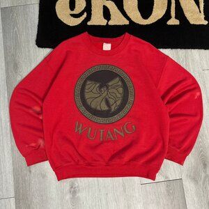 Rare Vintage Wu-Tang Wusace Gold Logo Men's Red Crewneck Sweatshirt Size Medium